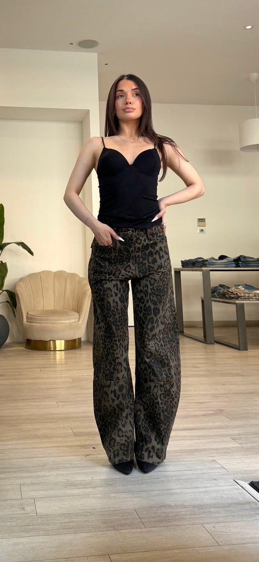 Jeans Leopardato Borchie